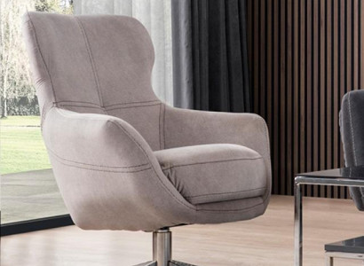 Swivel Armchair Relax Club Sofa Single Seater Couch Upholstery Furniture Beige